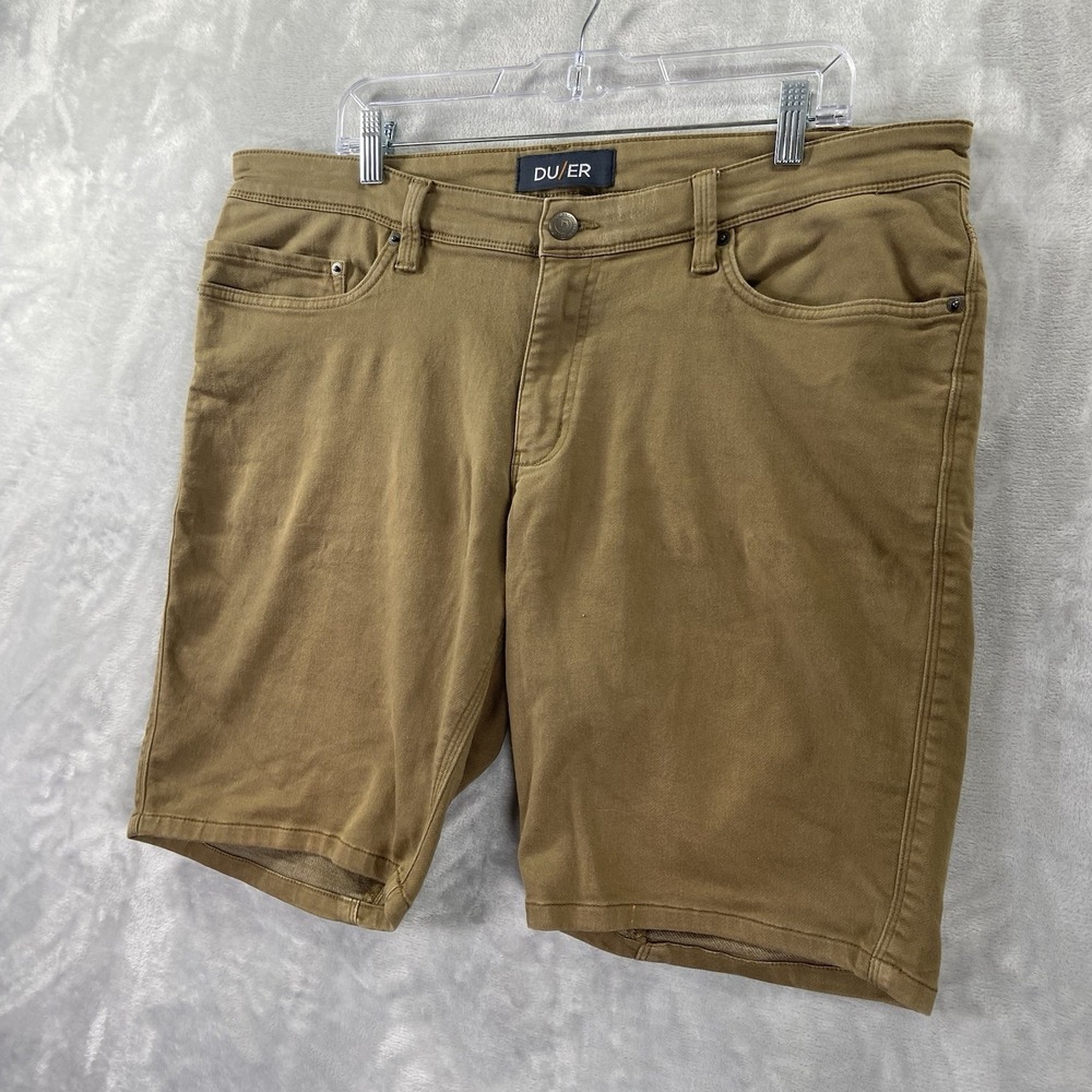 DU/ER Jean Shorts mens 38x9 N2X Slim Fit Performance Denim Brown Outdoor Stretch - Picture 2 of 12